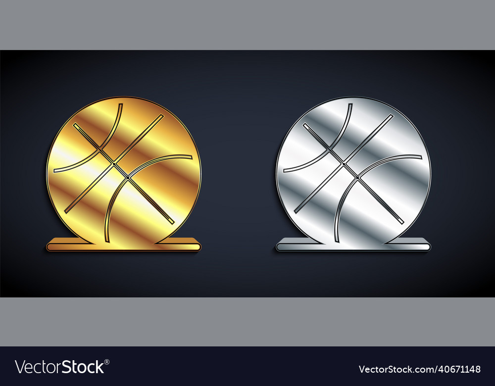 Gold and silver basketball ball icon isolated Vector Image