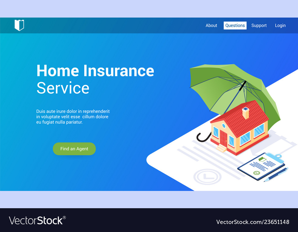 Home insurance lp template Royalty Free Vector Image