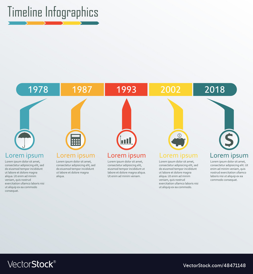 Timeline Infographics Template Horizontal Design Vector Image