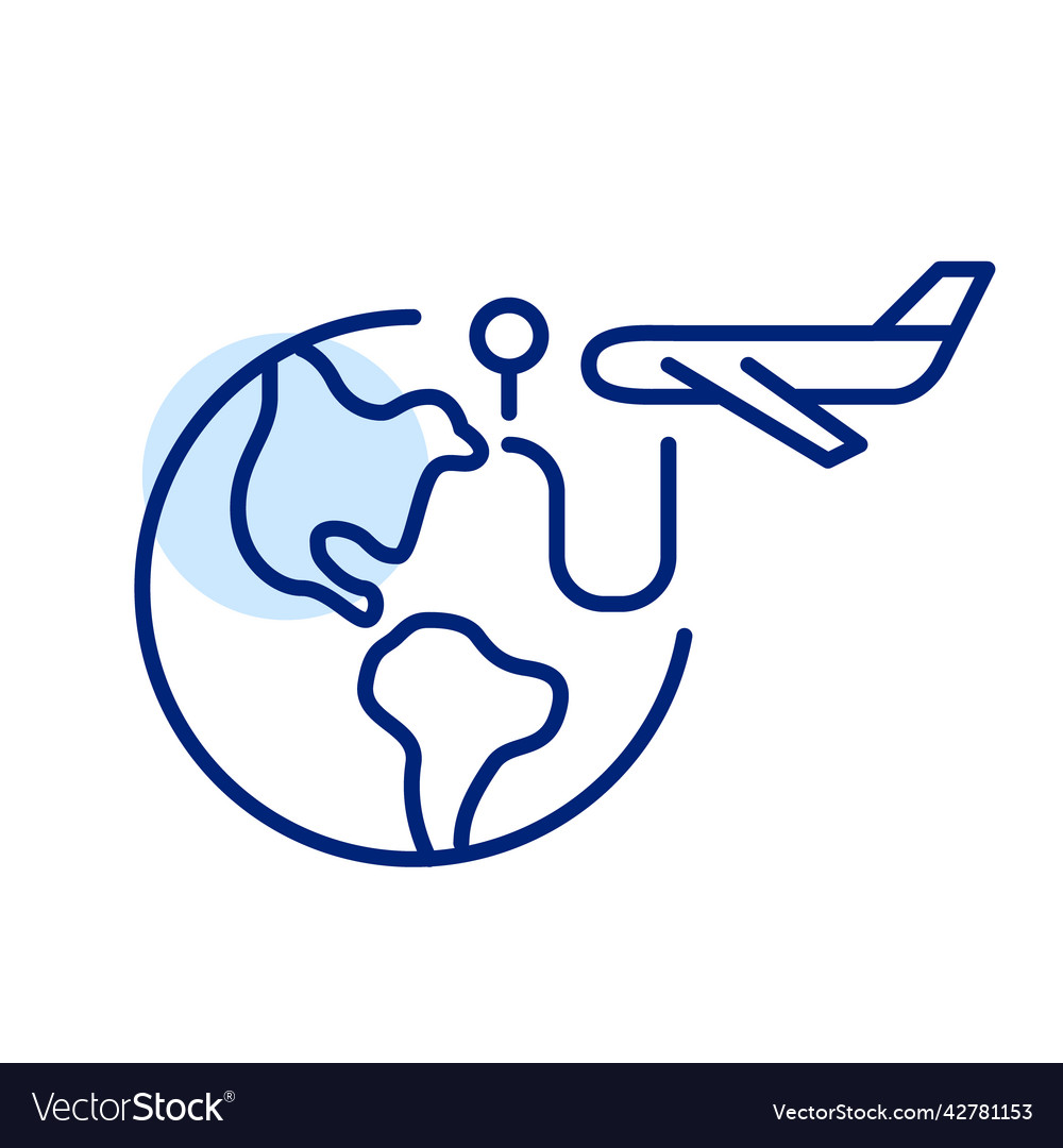 Airplane flying to a destination point Royalty Free Vector