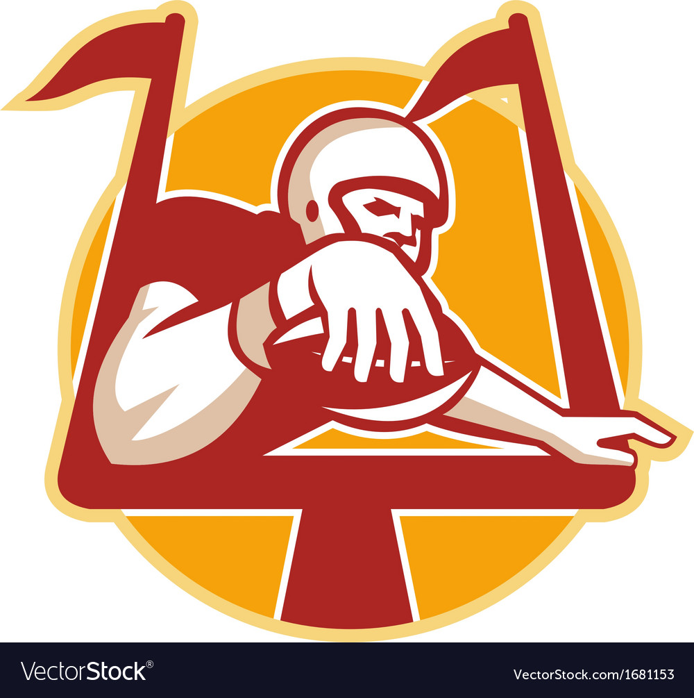 American football receiver scoring touchdown Vector Image