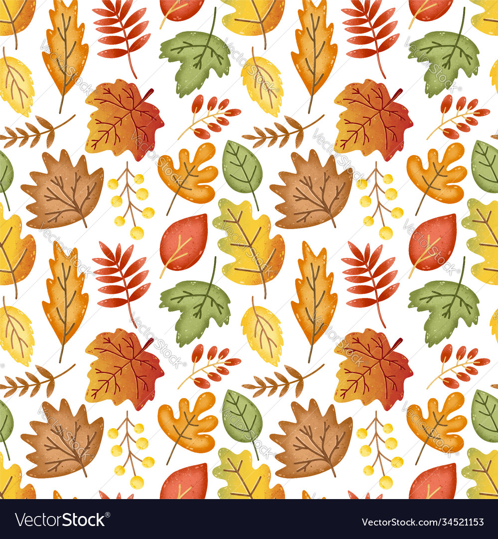 Autumn leaves seamless pattern Royalty Free Vector Image