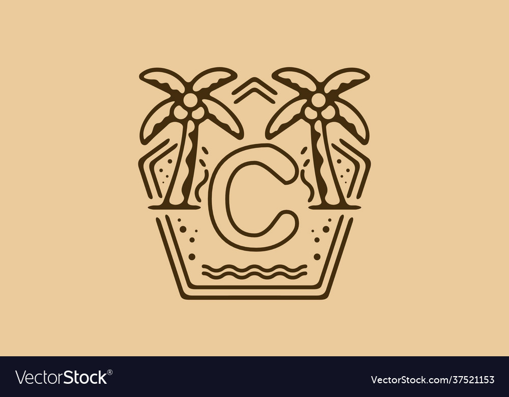 Bright and dark brown color c initial name Vector Image