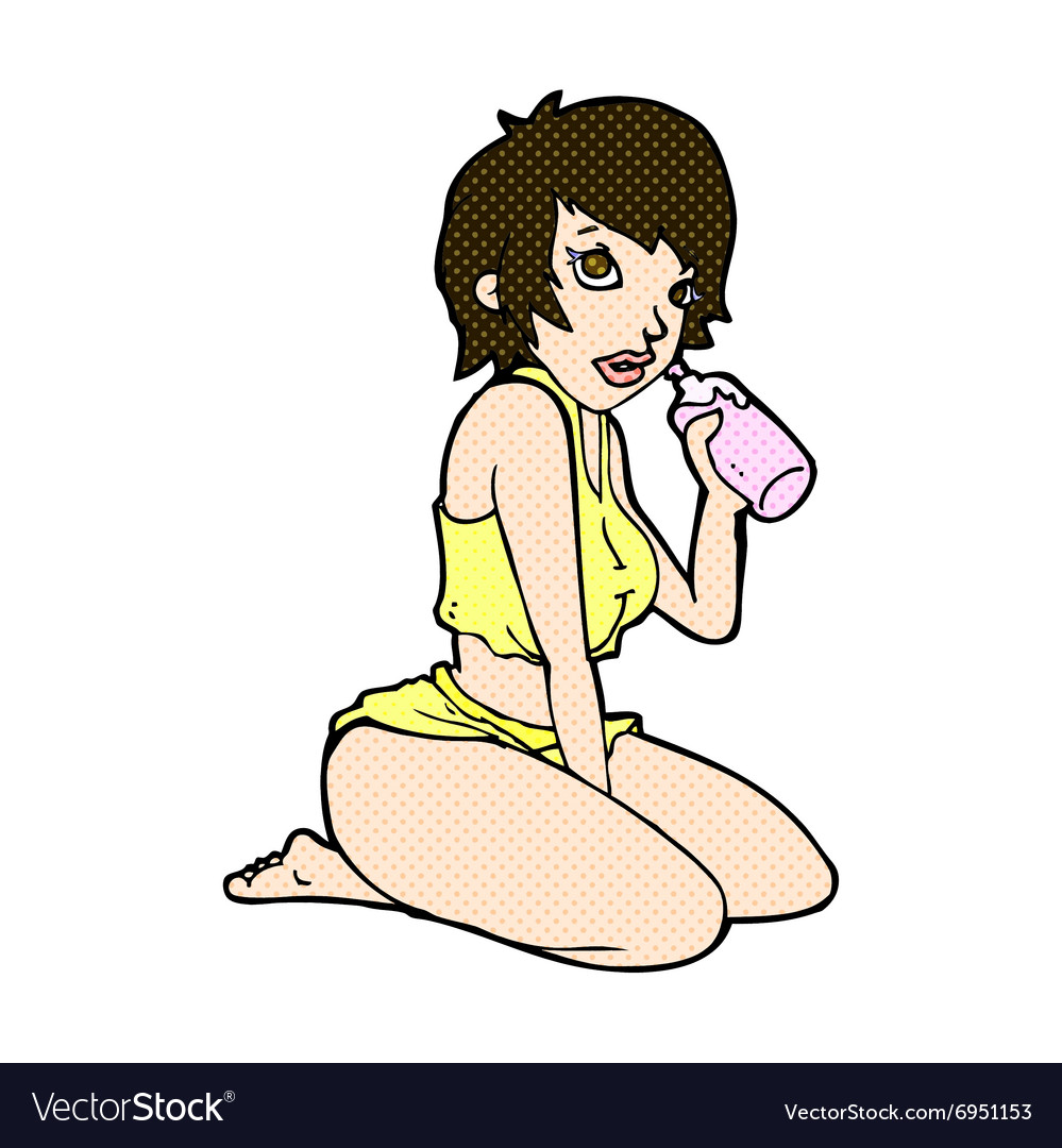 Comic cartoon sexy gym girl Royalty Free Vector Image