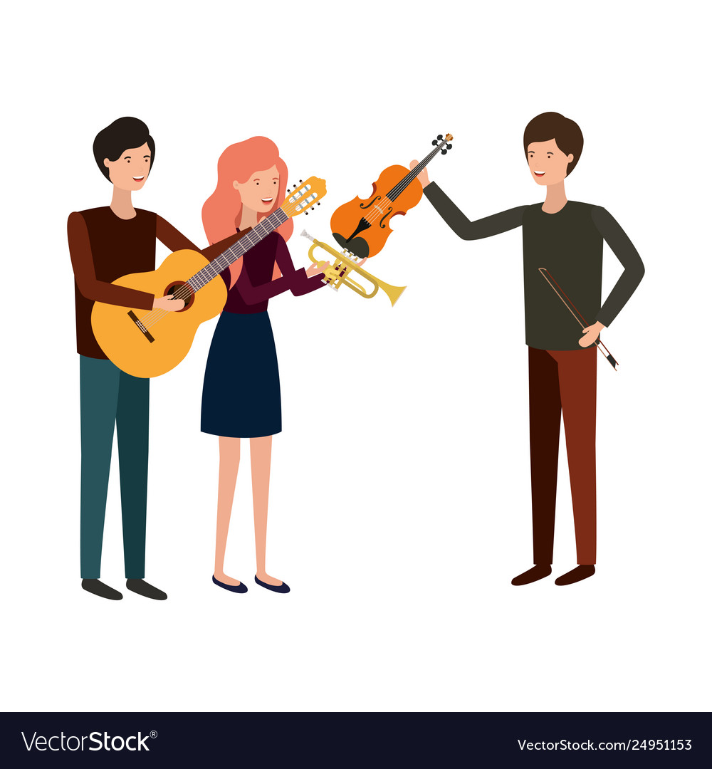 Group people with musical instruments Royalty Free Vector