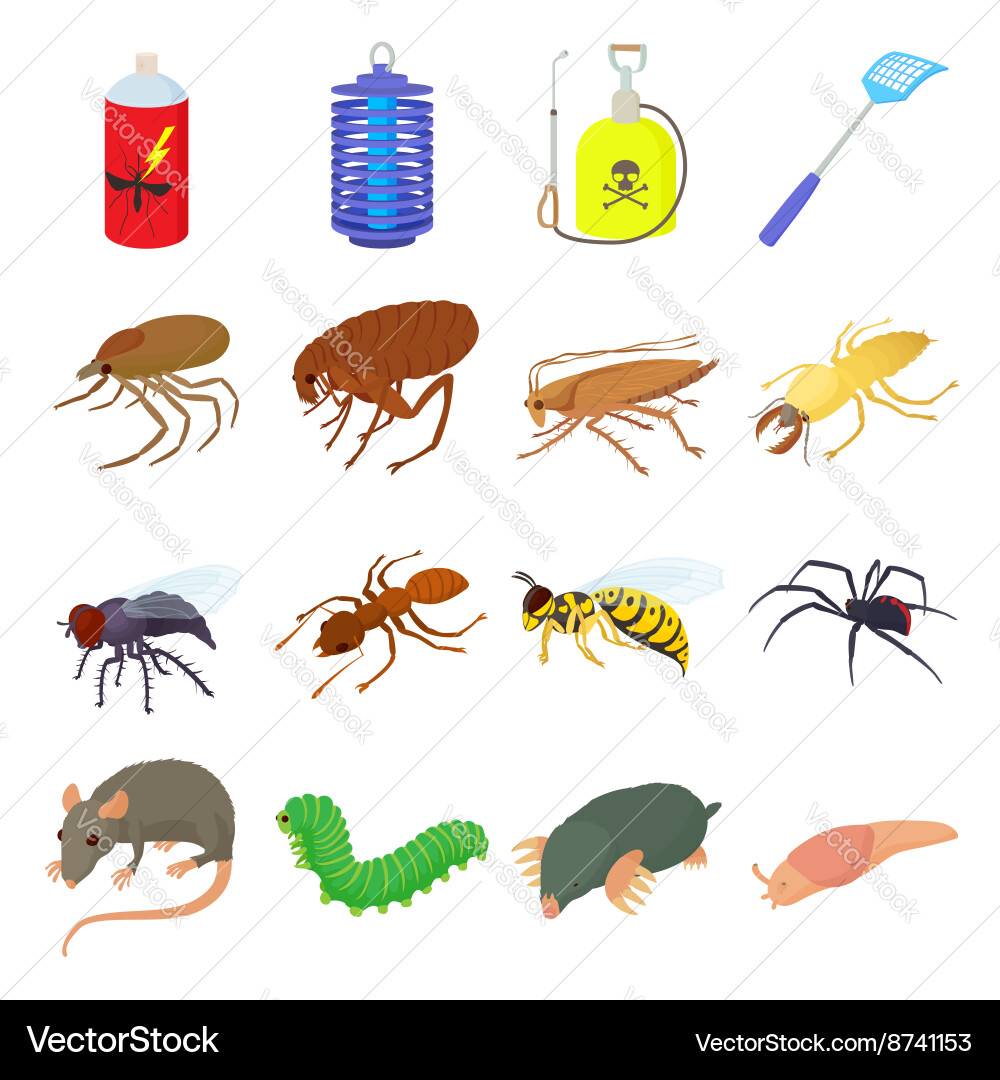 Insect icons set cartoon style Royalty Free Vector Image