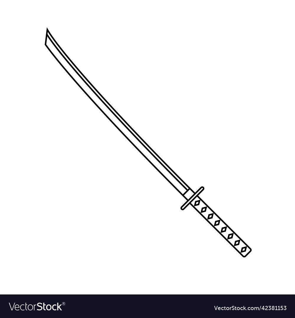 Katana sword outline icon on white background Vector Image