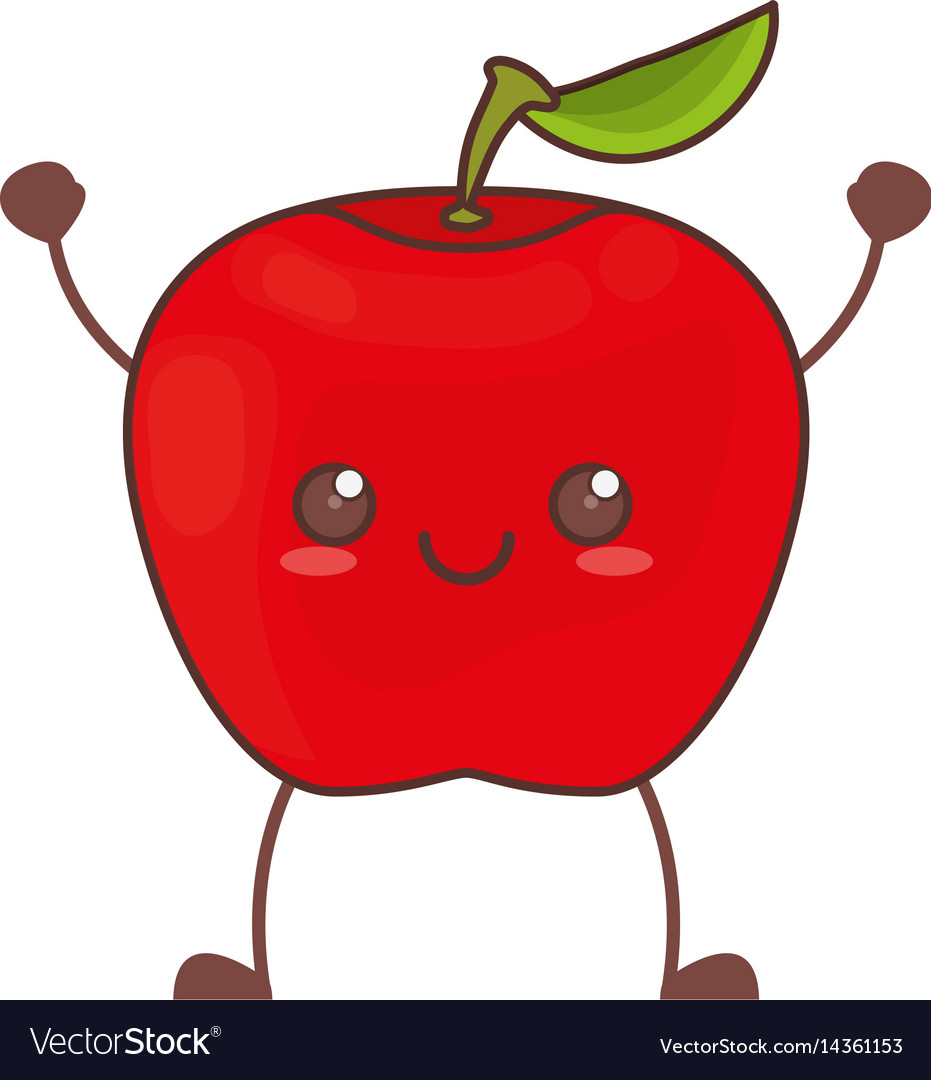 Kawaii apple fruit image Royalty Free Vector Image