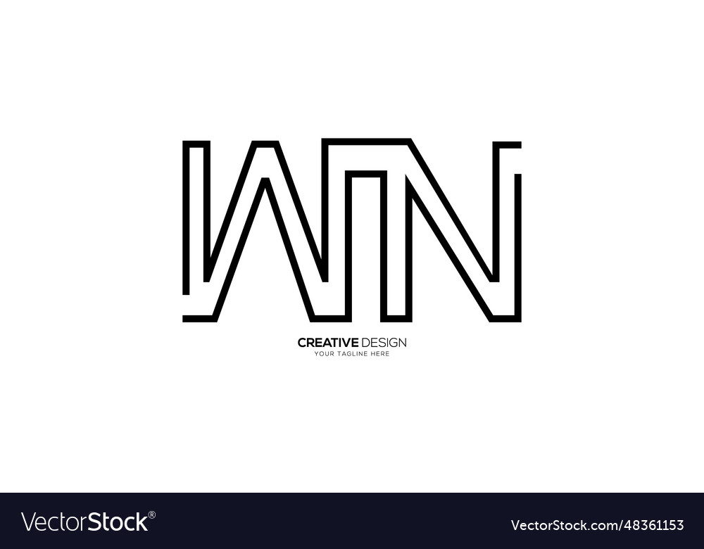 Line art creative letter wn simple shapes Vector Image