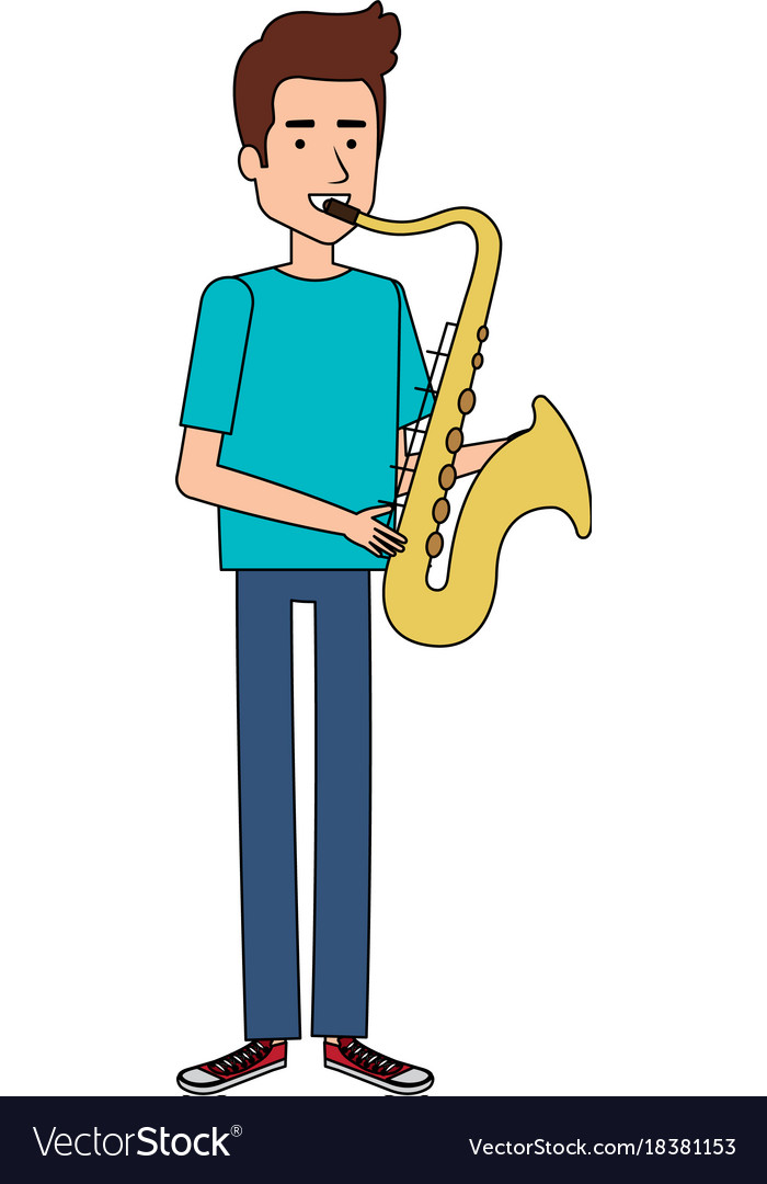 Man playing saxophone character Royalty Free Vector Image