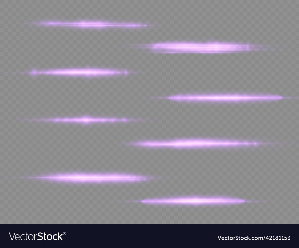 Purple glow line violet horizontal light rays Vector Image