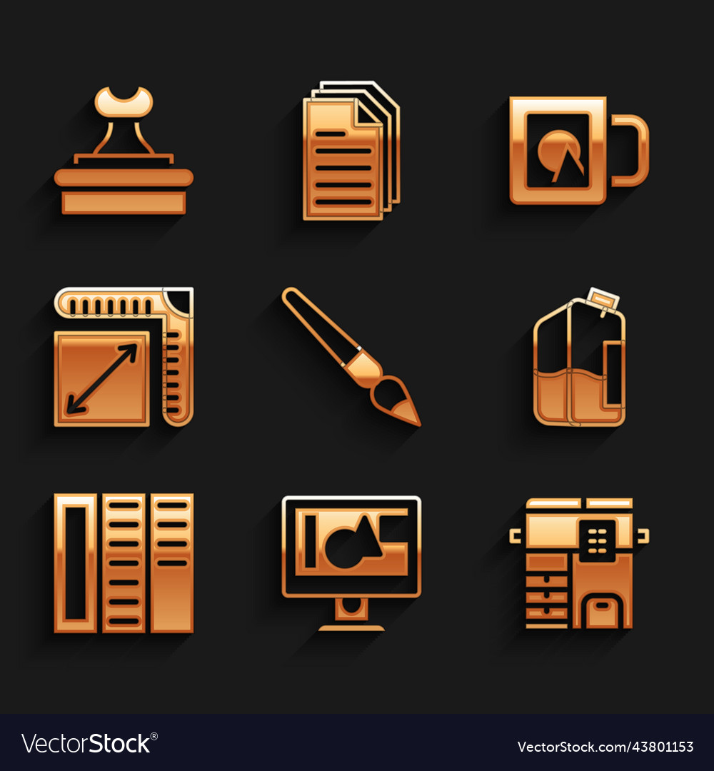 Set paint brush computer monitor screen copy Vector Image