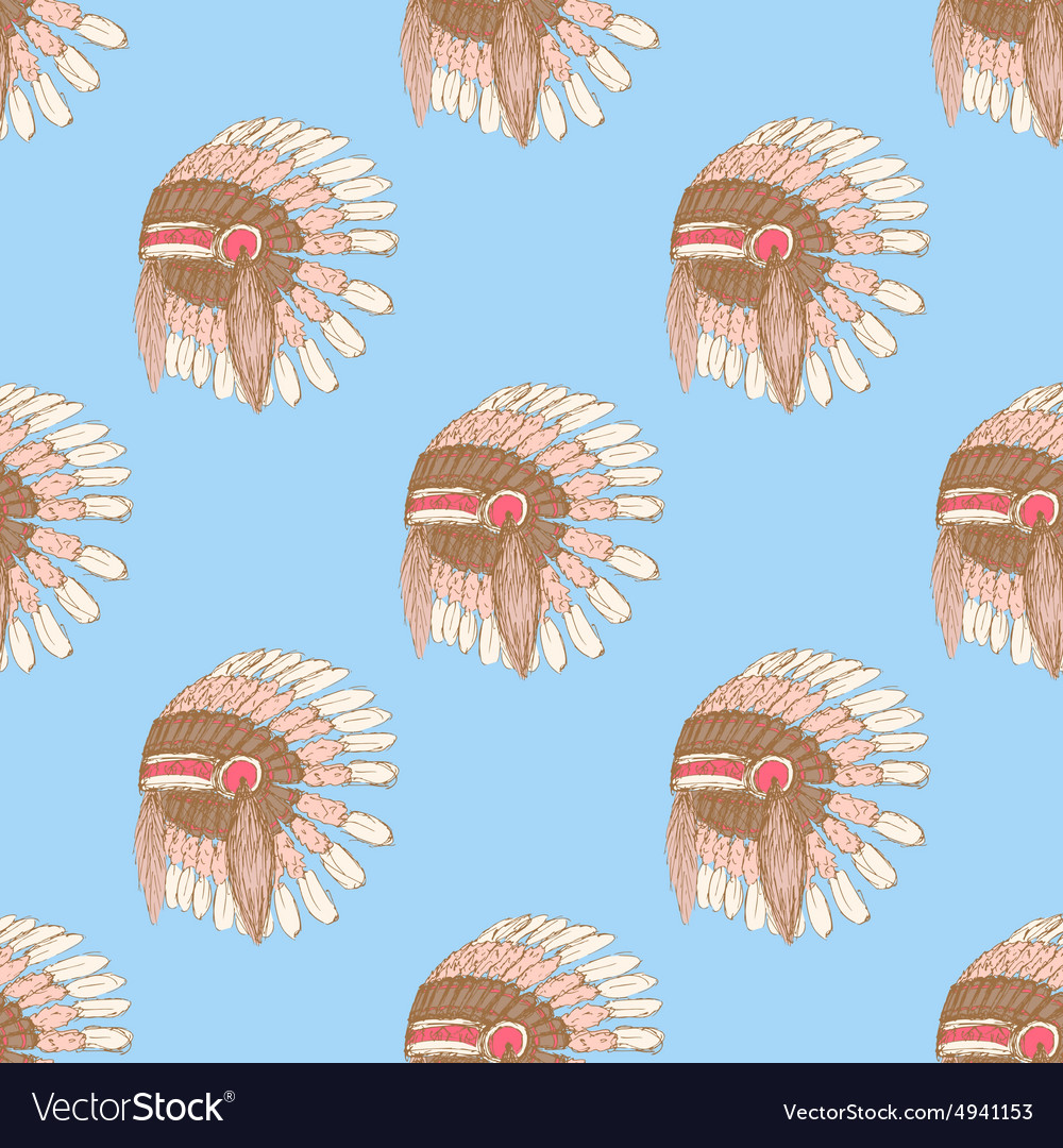 Sketch native americans hat in vintage style Vector Image