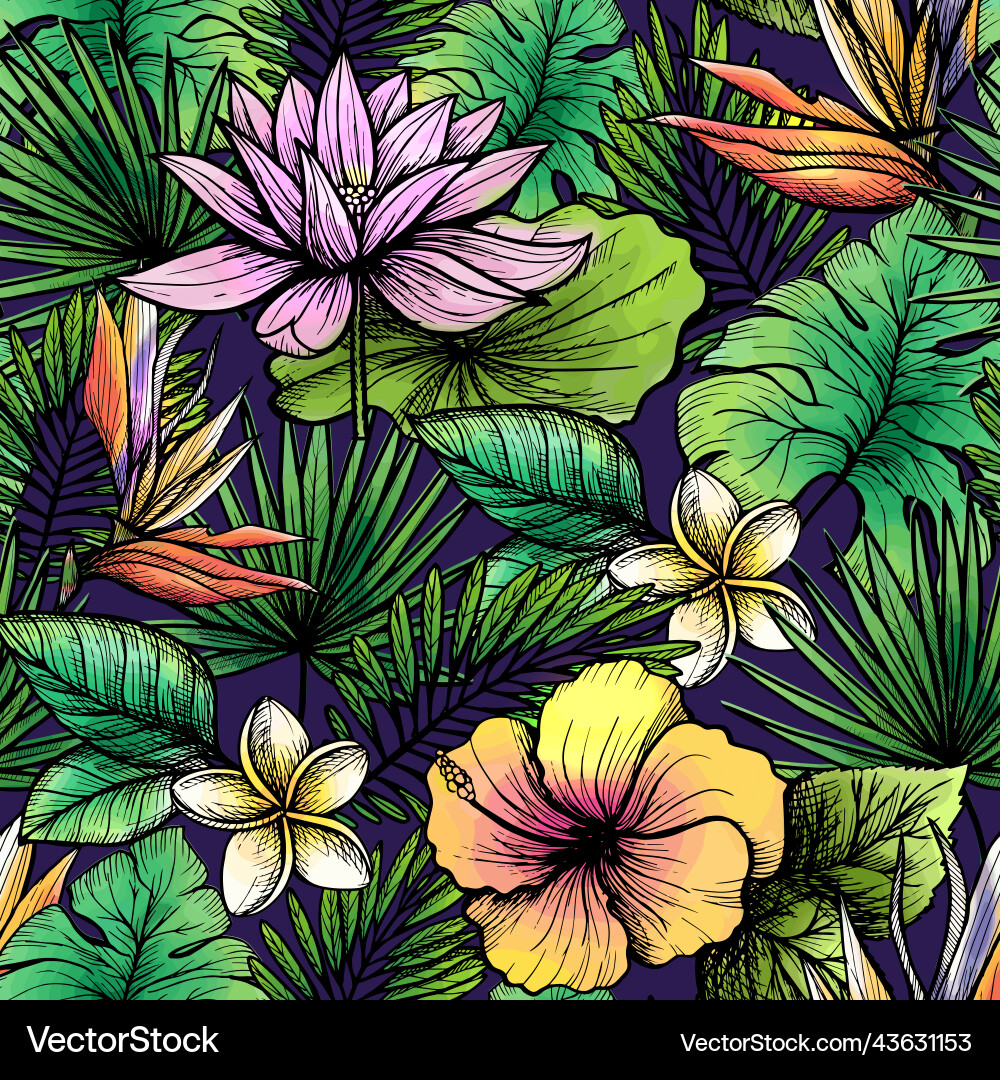 Tropical seamless pattern Royalty Free Vector Image