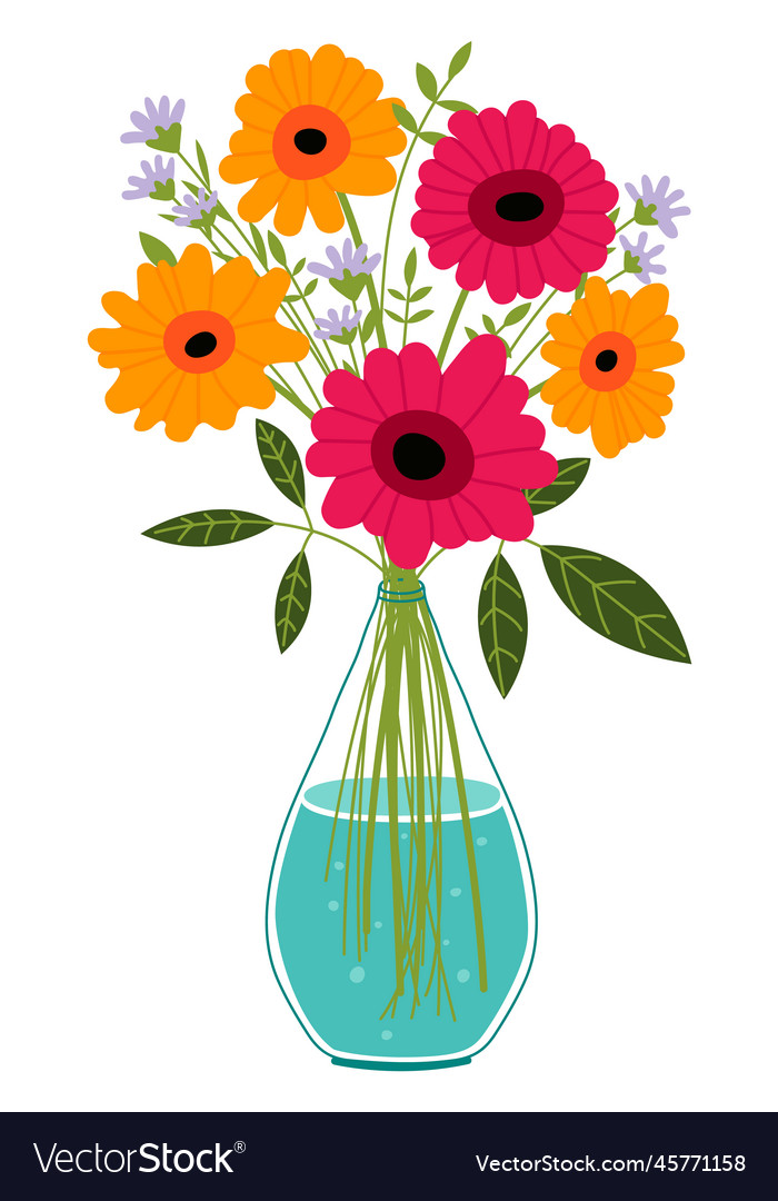 Floral bouquet icon bright colorful flowers Vector Image