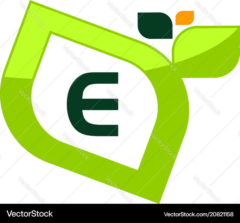 Leaf initial e logo design template Royalty Free Vector