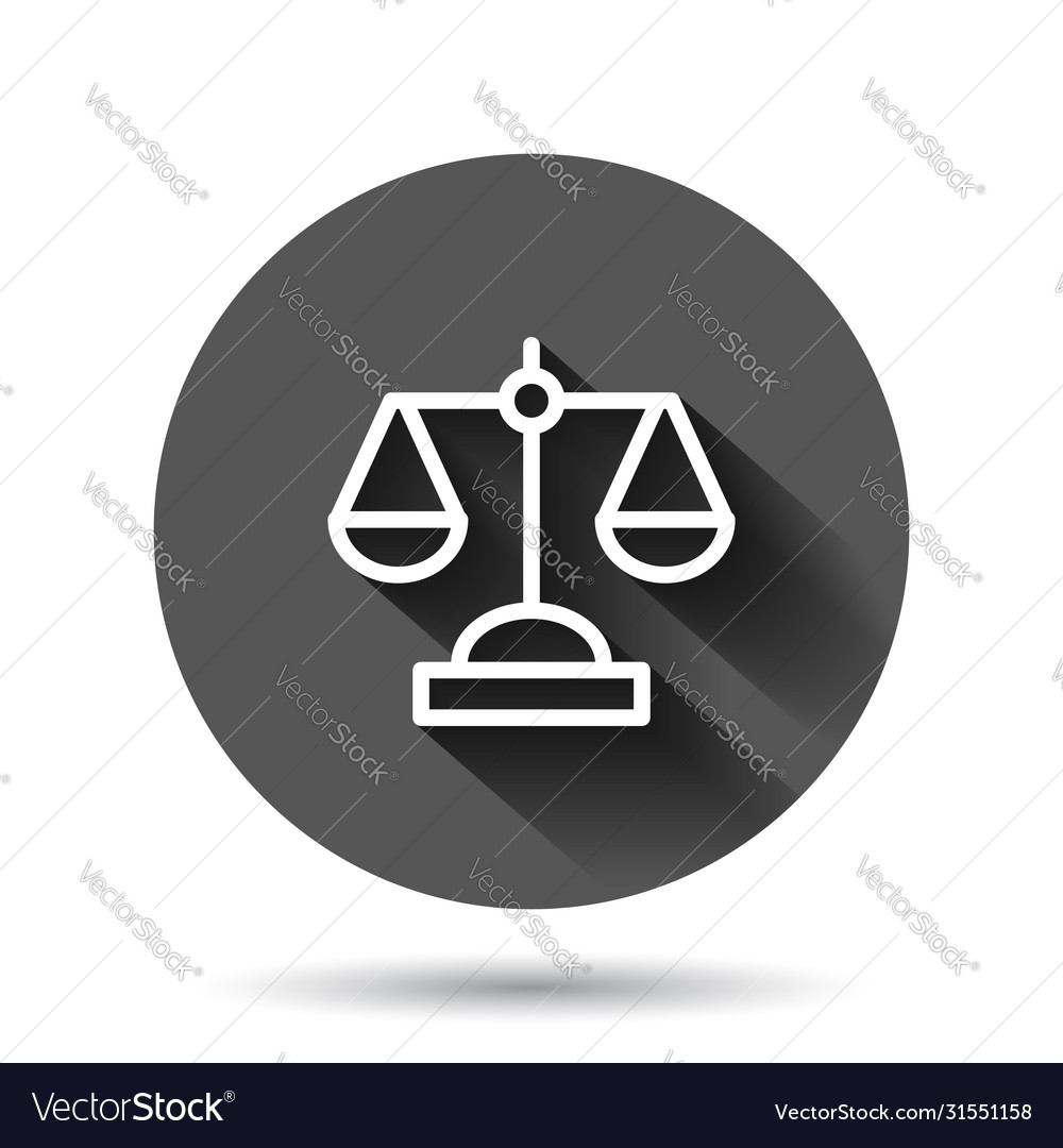 Scale balance icon in flat style justice on black Vector Image