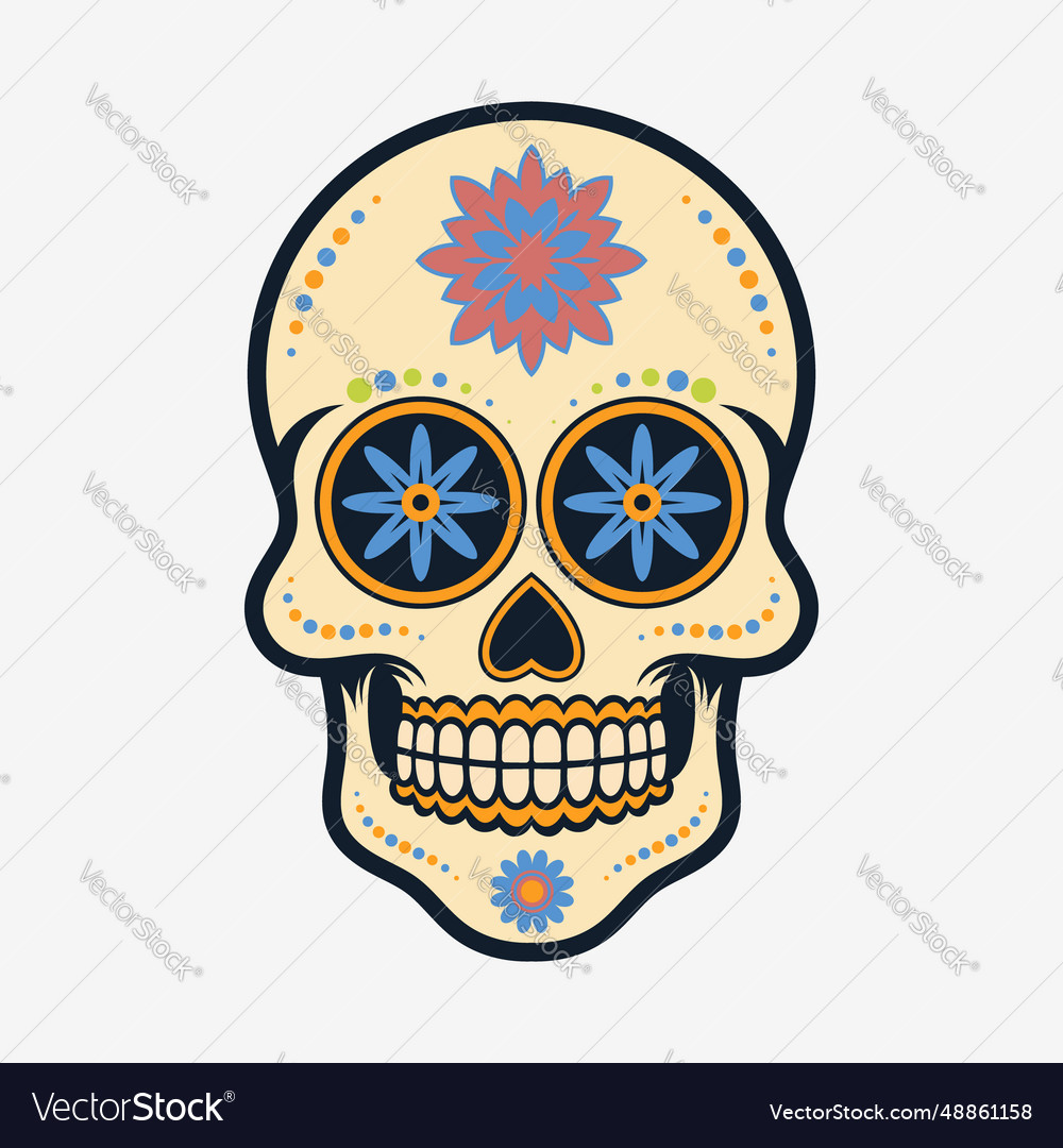 Sugar skull icon day of the dead Royalty Free Vector Image