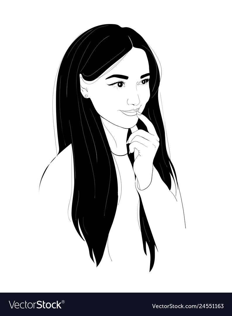 A Woman Thinks Or Dreams Make Plans Fashion Vector Image