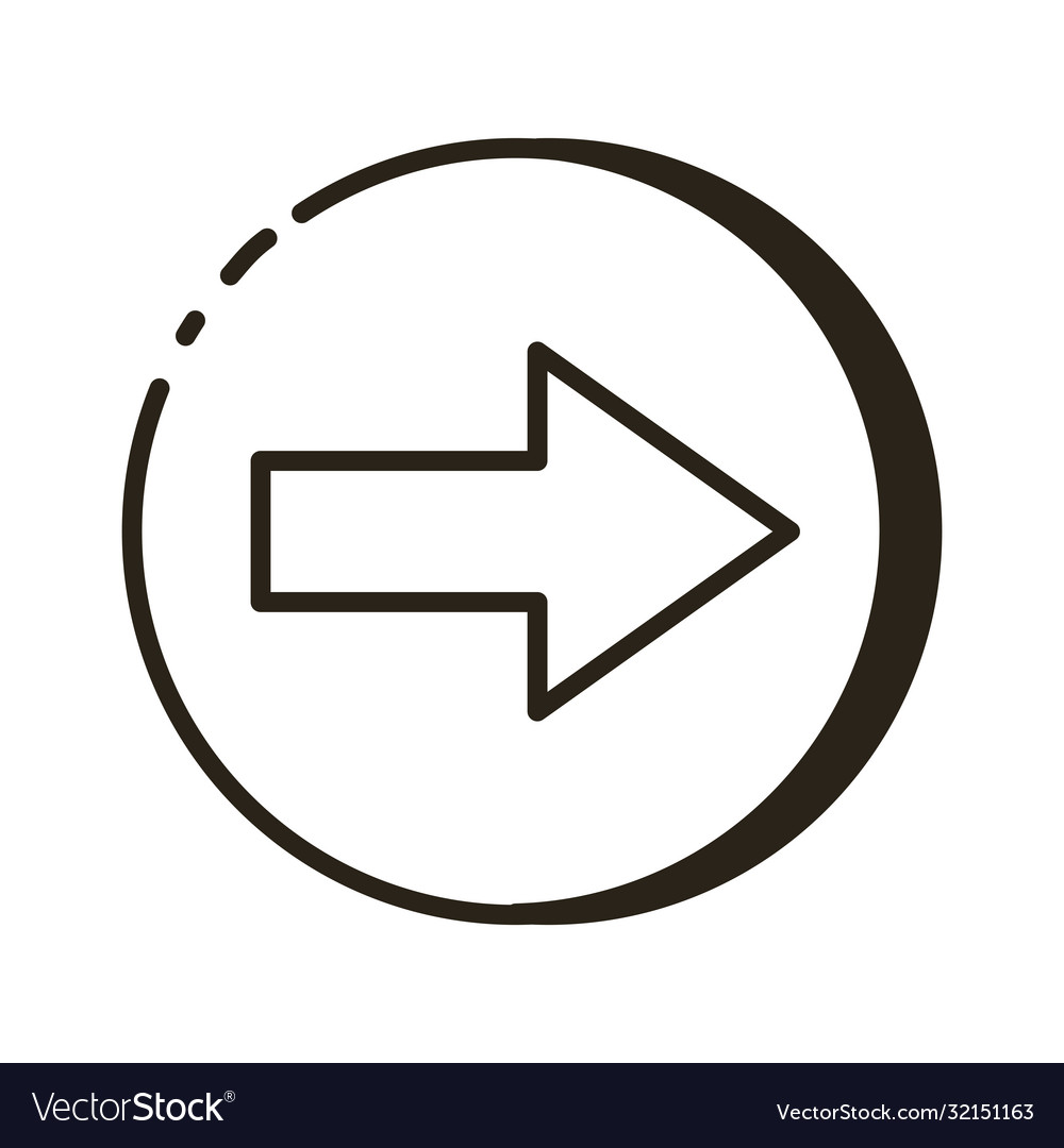 Arrow right direction button line style icon Vector Image