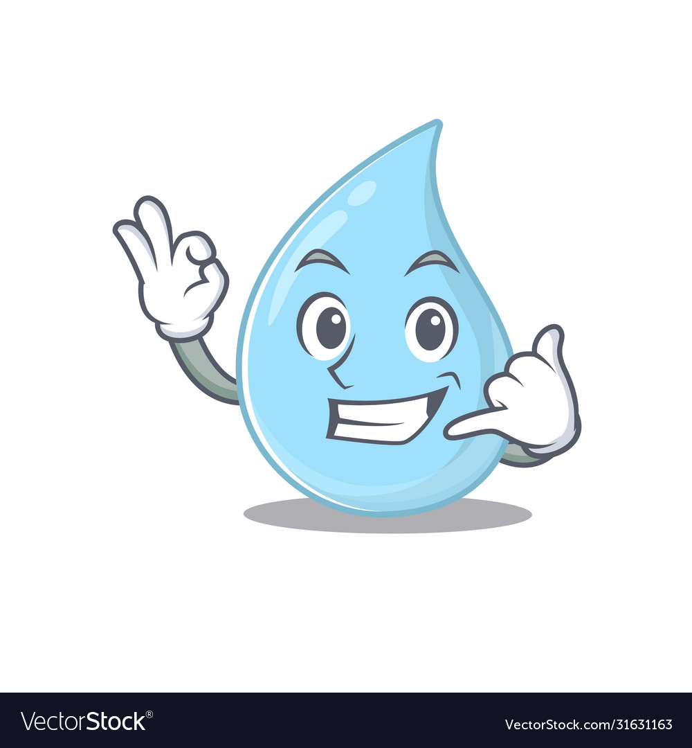 Cartoon design raindrop with call me funny gesture