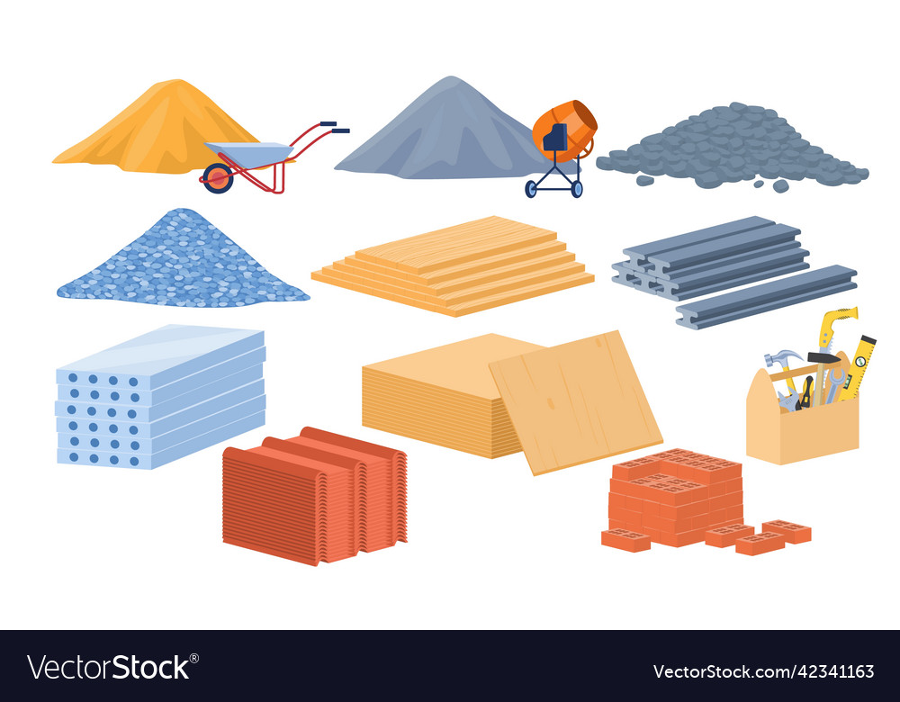 Construction materials set Royalty Free Vector Image