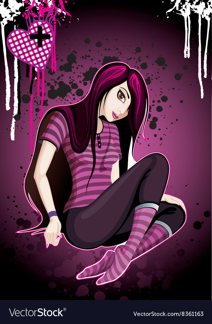 Emo Girl Cartoon Royalty Free Vector Image Vectorstock