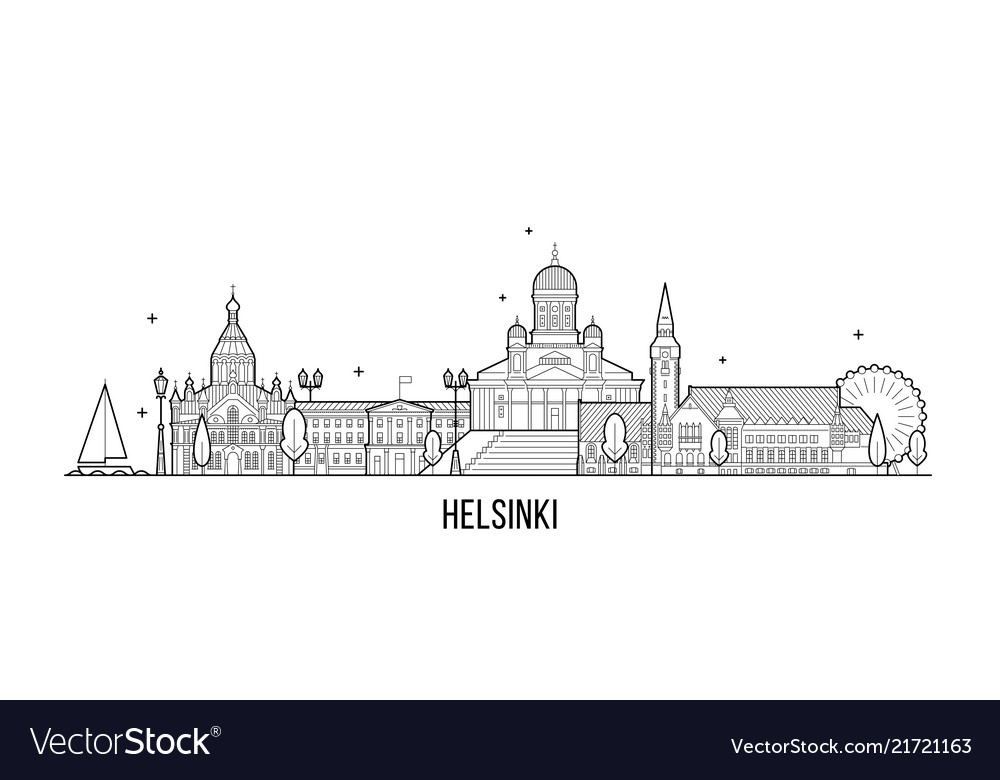 Helsinki skyline finland city building line Vector Image