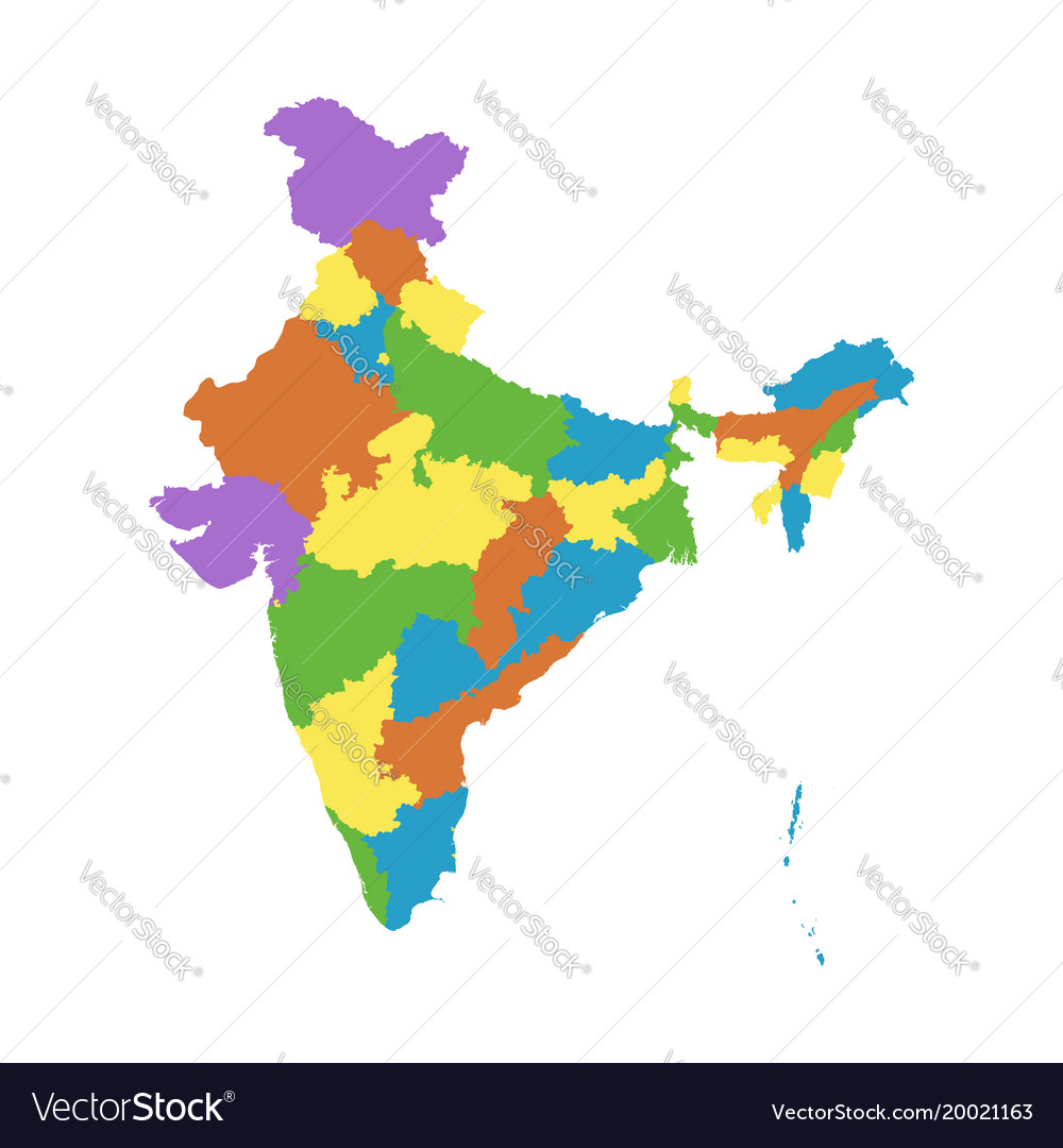 India map with federal states flat Royalty Free Vector Image