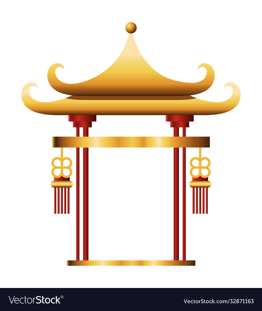 Isolated chinese gold arch design Royalty Free Vector Image