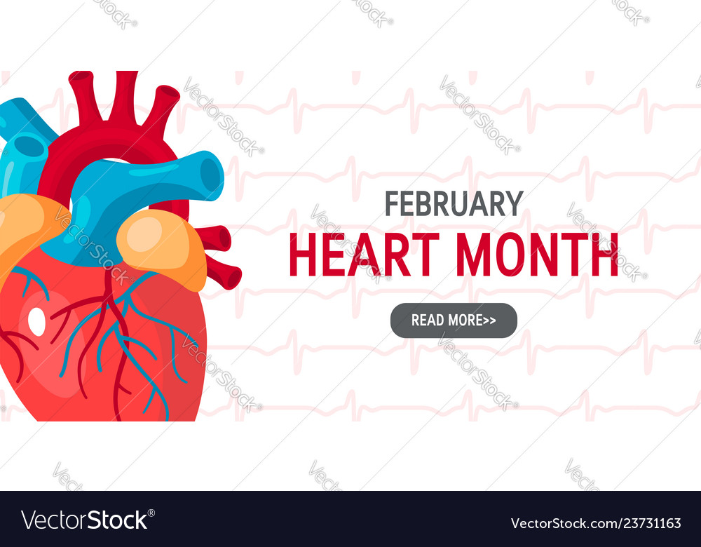 National heart month concept in flat style