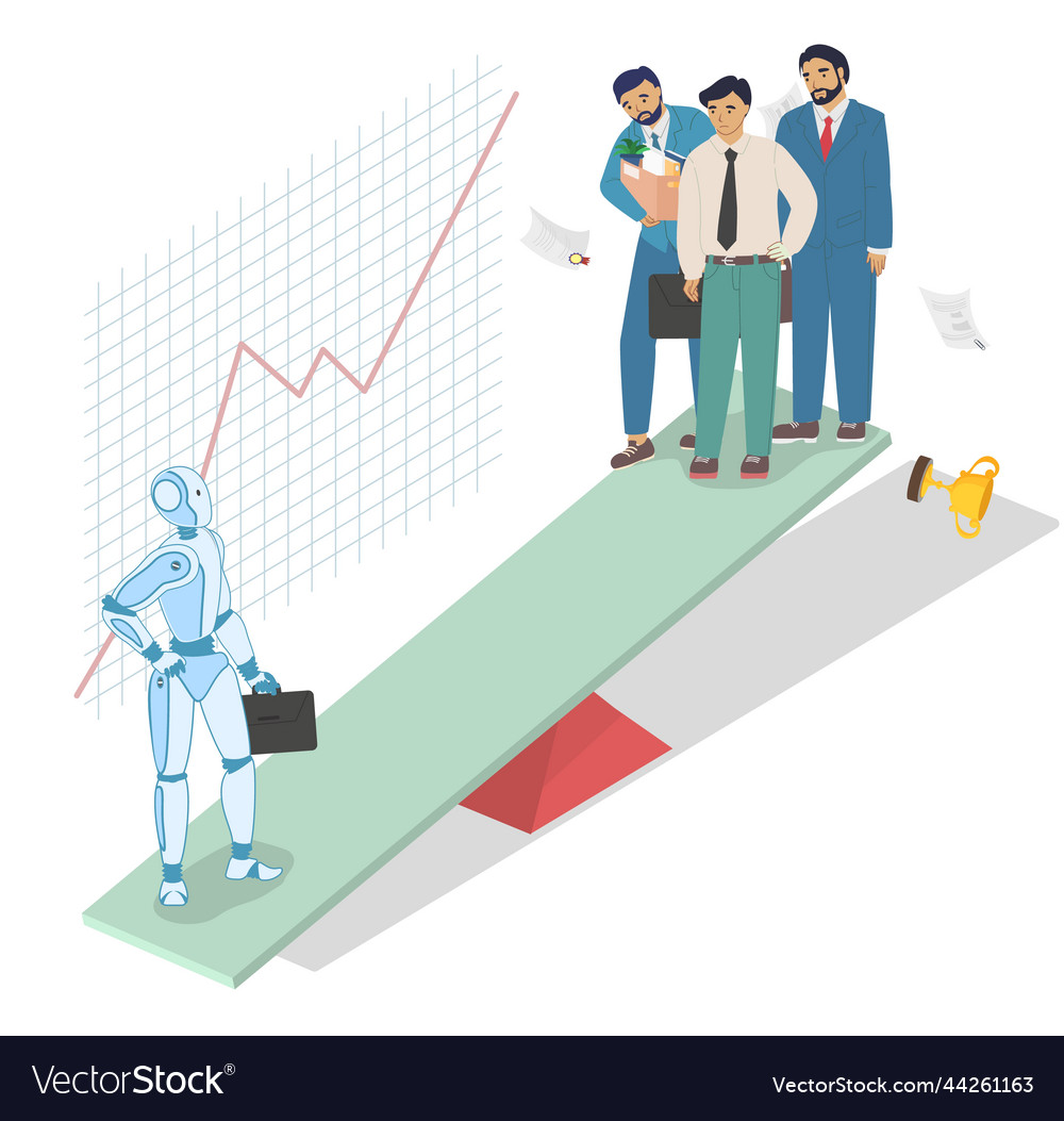 Rpa versus manual labor 3d Royalty Free Vector Image