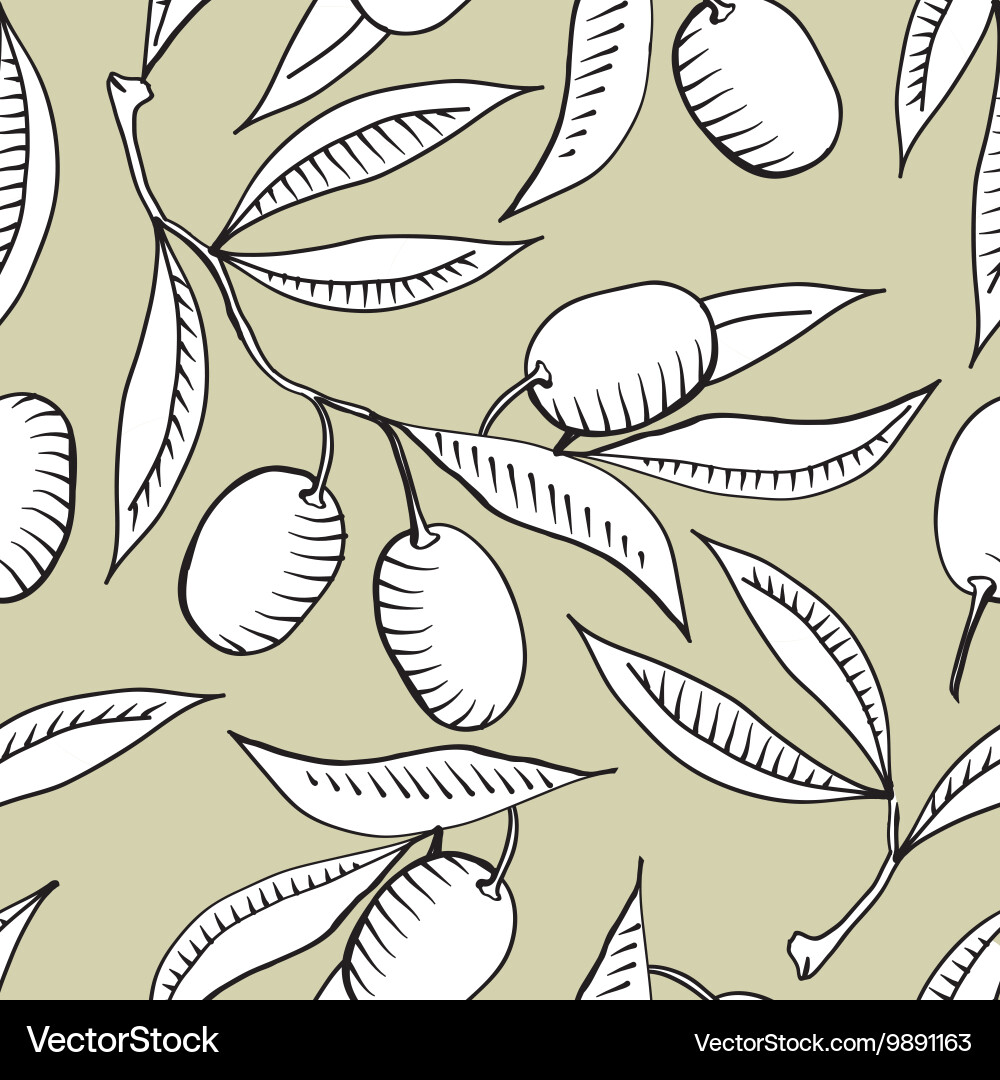 Seamless pattern with Olive branch Royalty Free Vector Image