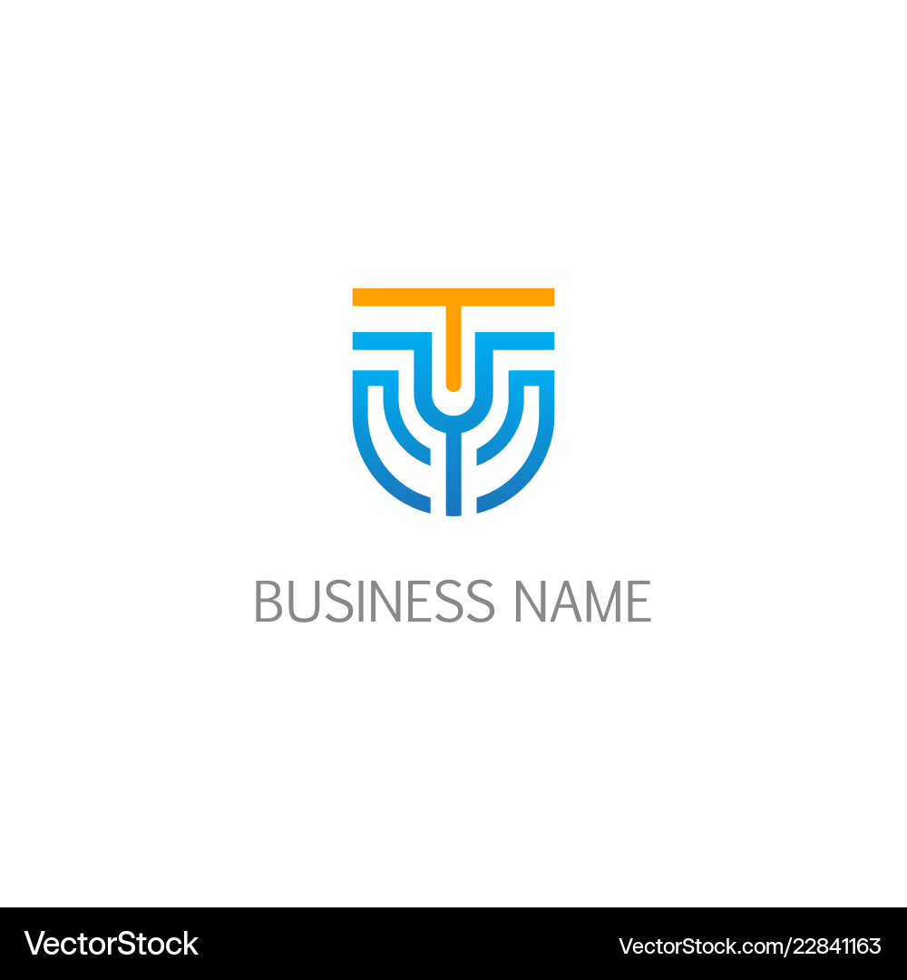 Shield line technology logo Royalty Free Vector Image