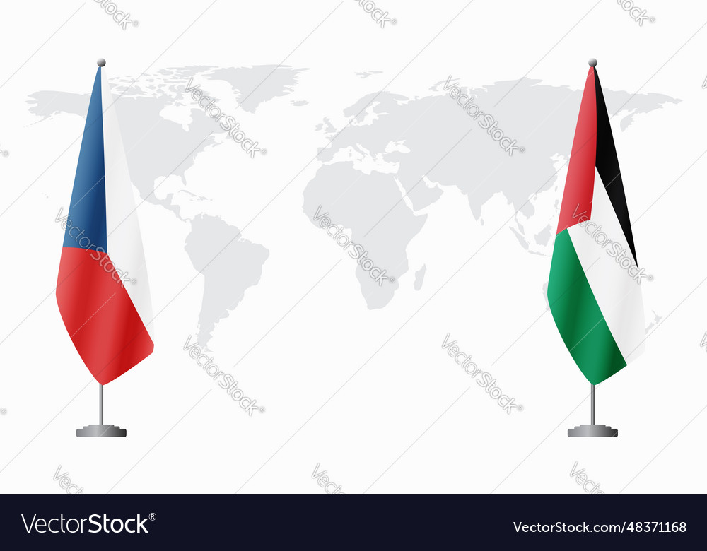 Czech republic and palestine flags for official Vector Image