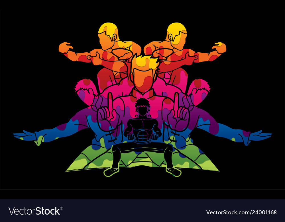 Kung fu ready to fight action pose cartoon graphic Kung fu ready to fight action pose cartoon graphic