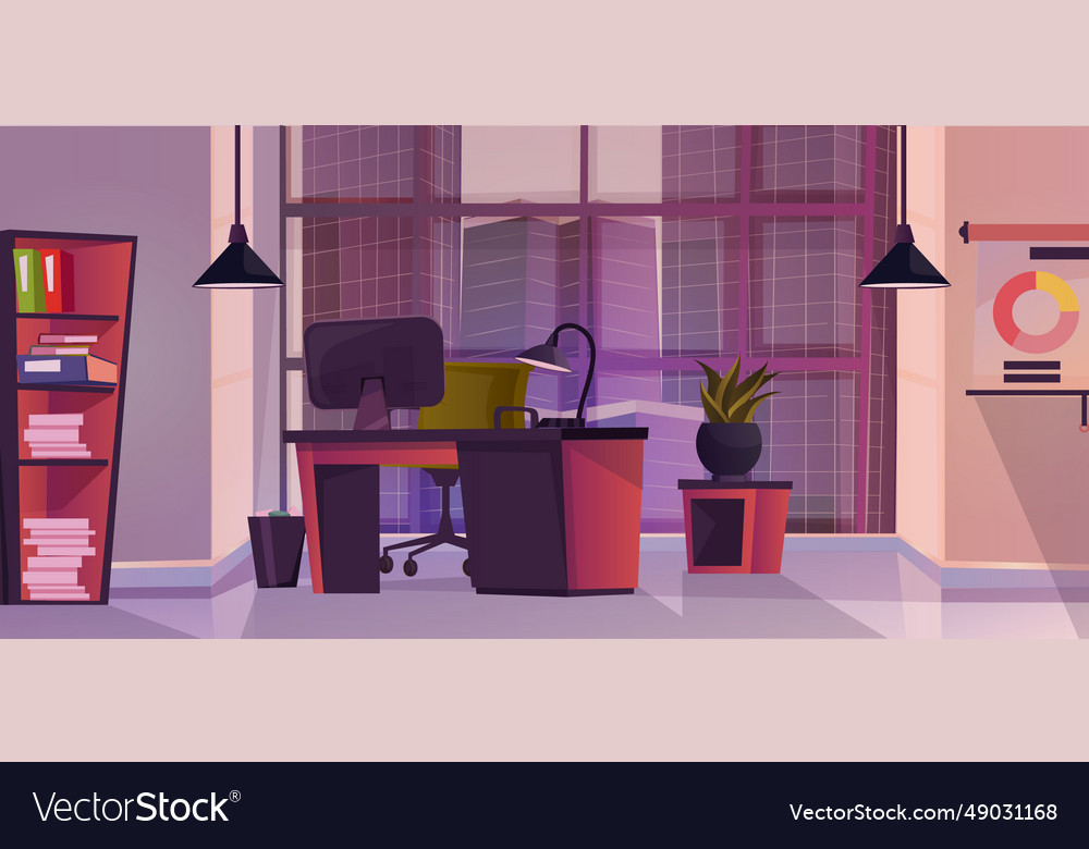 Modern office interior cute cartoon design large Vector Image