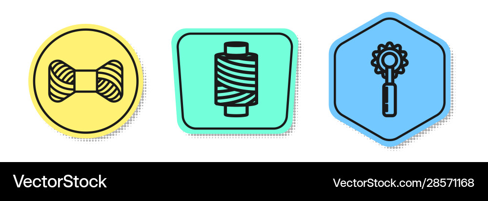 Set line sewing thread on spool sewing thread Vector Image