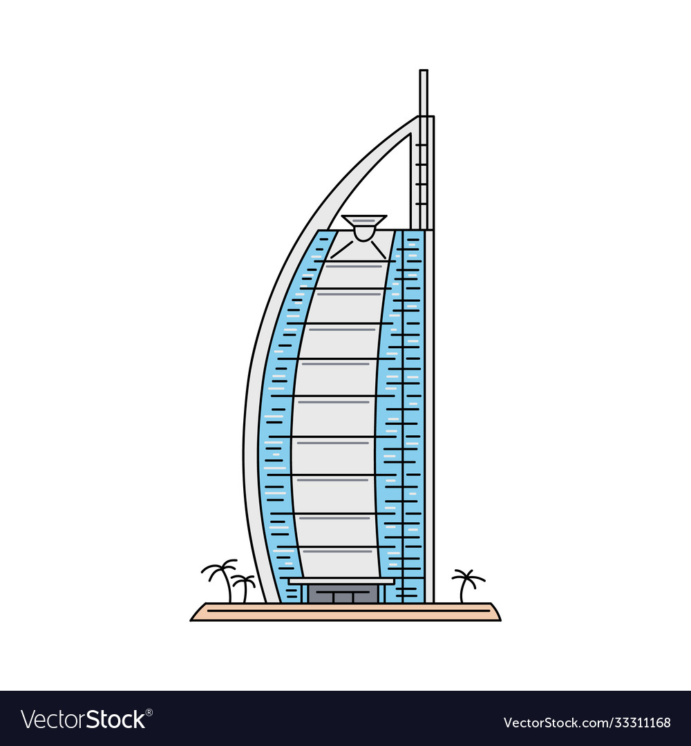 United arab emirates landmark hotel icon isolated Vector Image