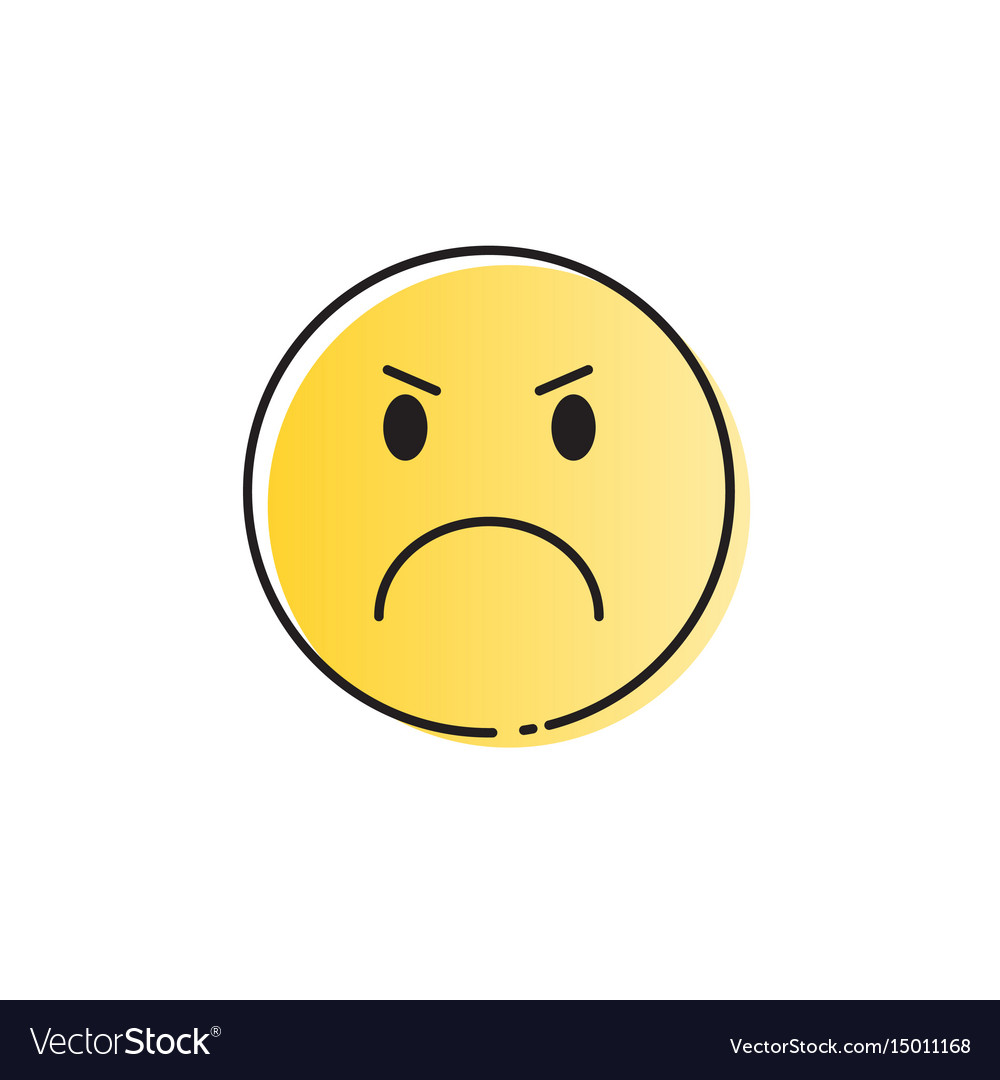 Yellow cartoon face angry people emotion icon Vector Image