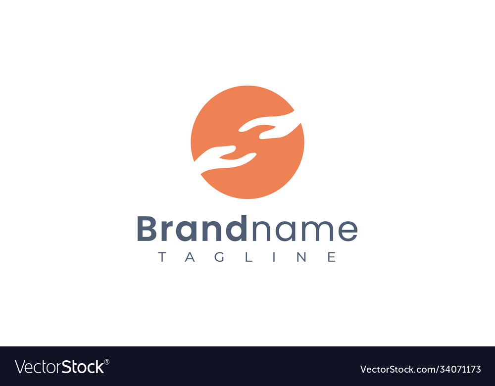 Caring logo template with two hands reaching Vector Image