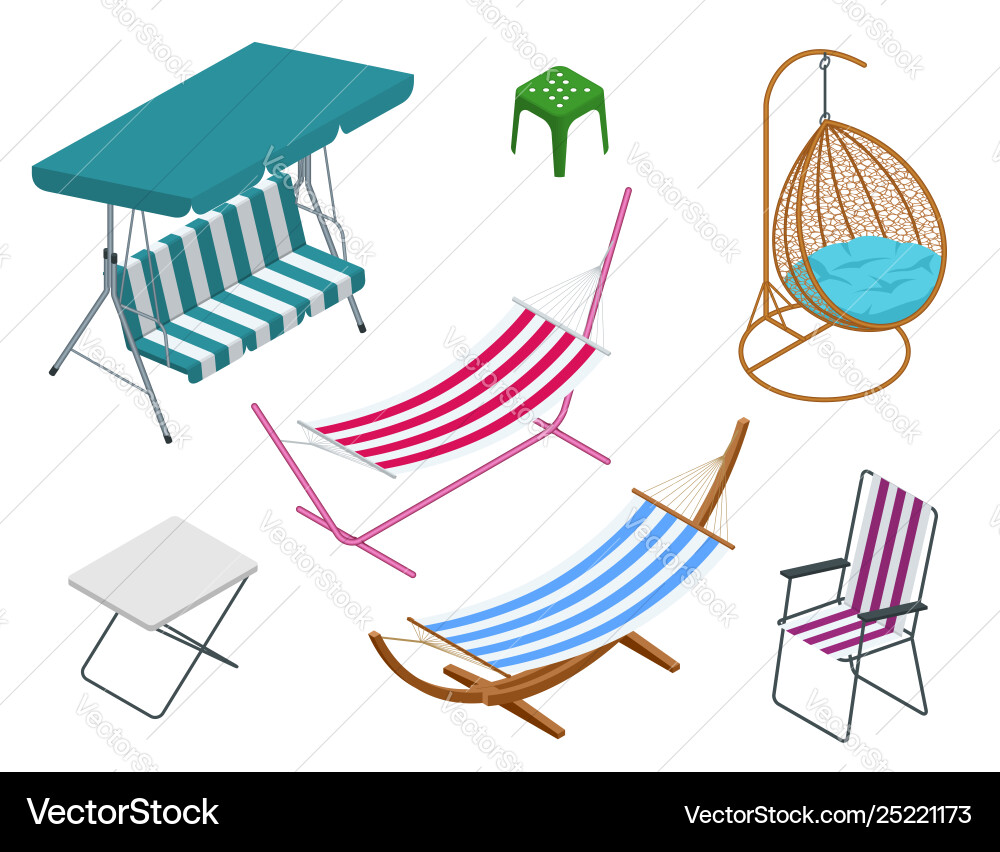 Isometric Garden Swings Isolated On White Vector Image