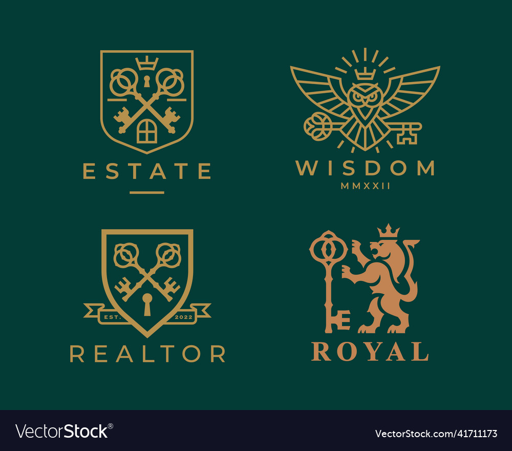 Real estate logo key icon set 3 Royalty Free Vector Image