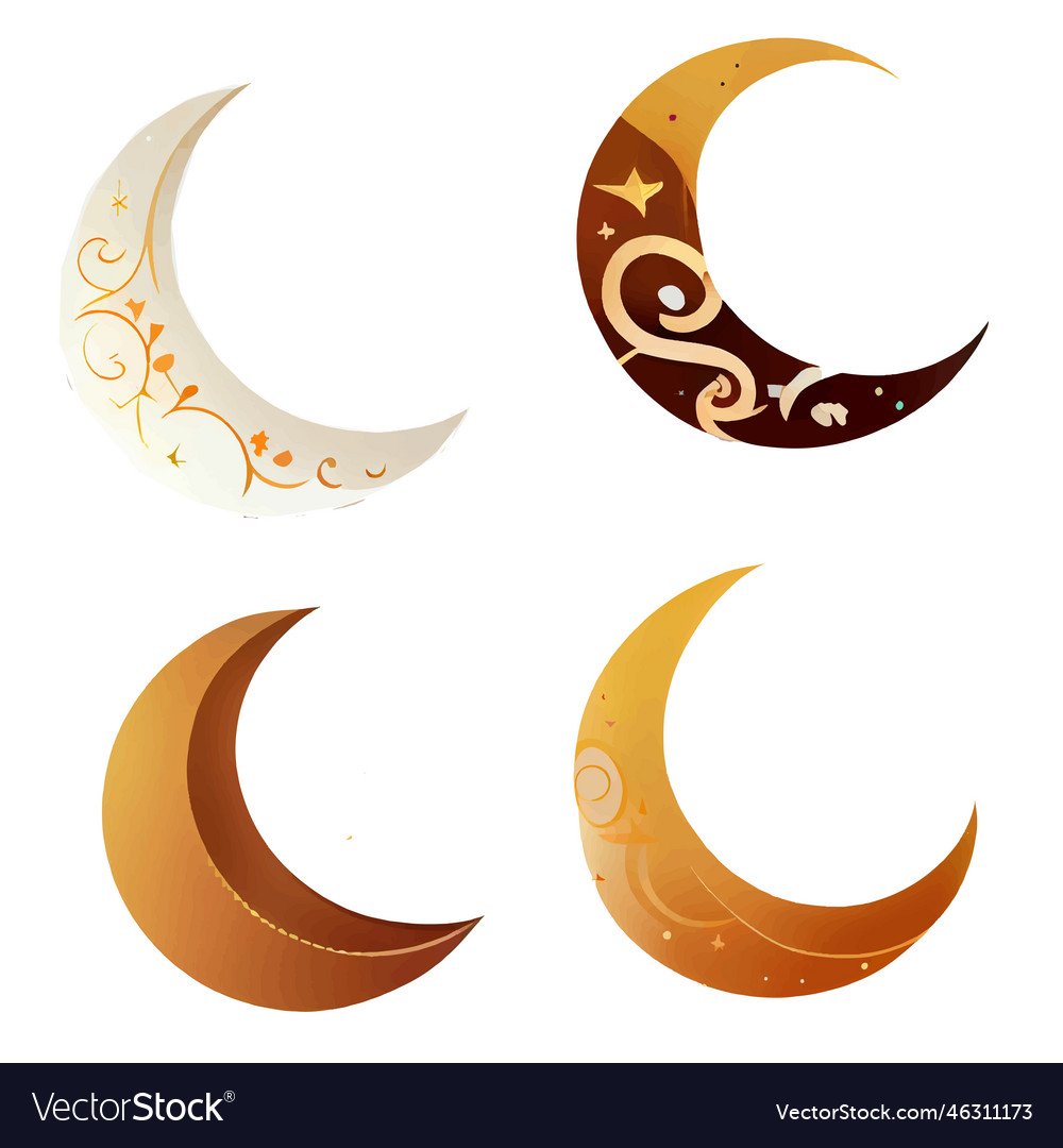 Set of crescent golden light Royalty Free Vector Image