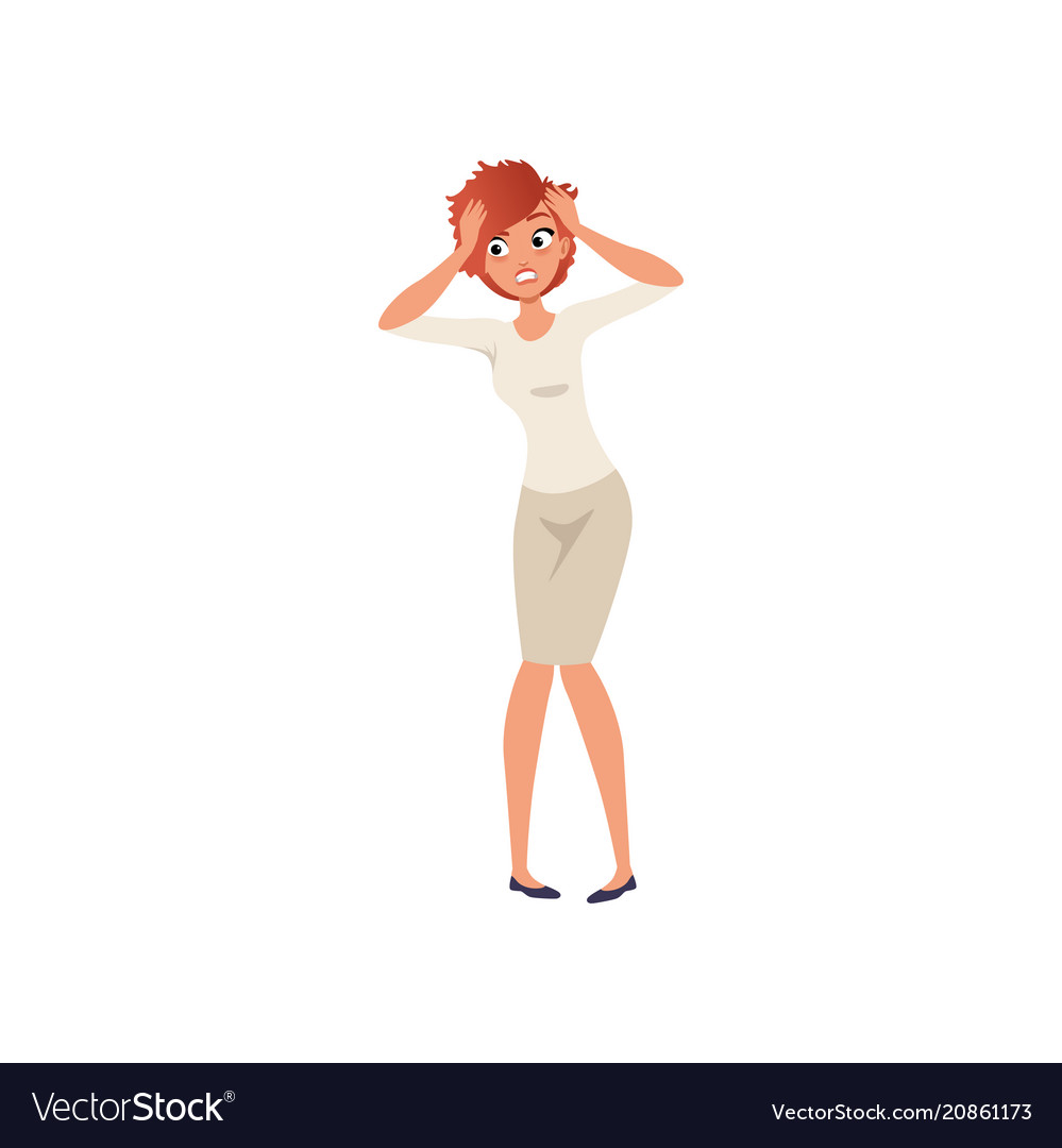 Premium Vector  Vector portrait of scared woman, illustration of