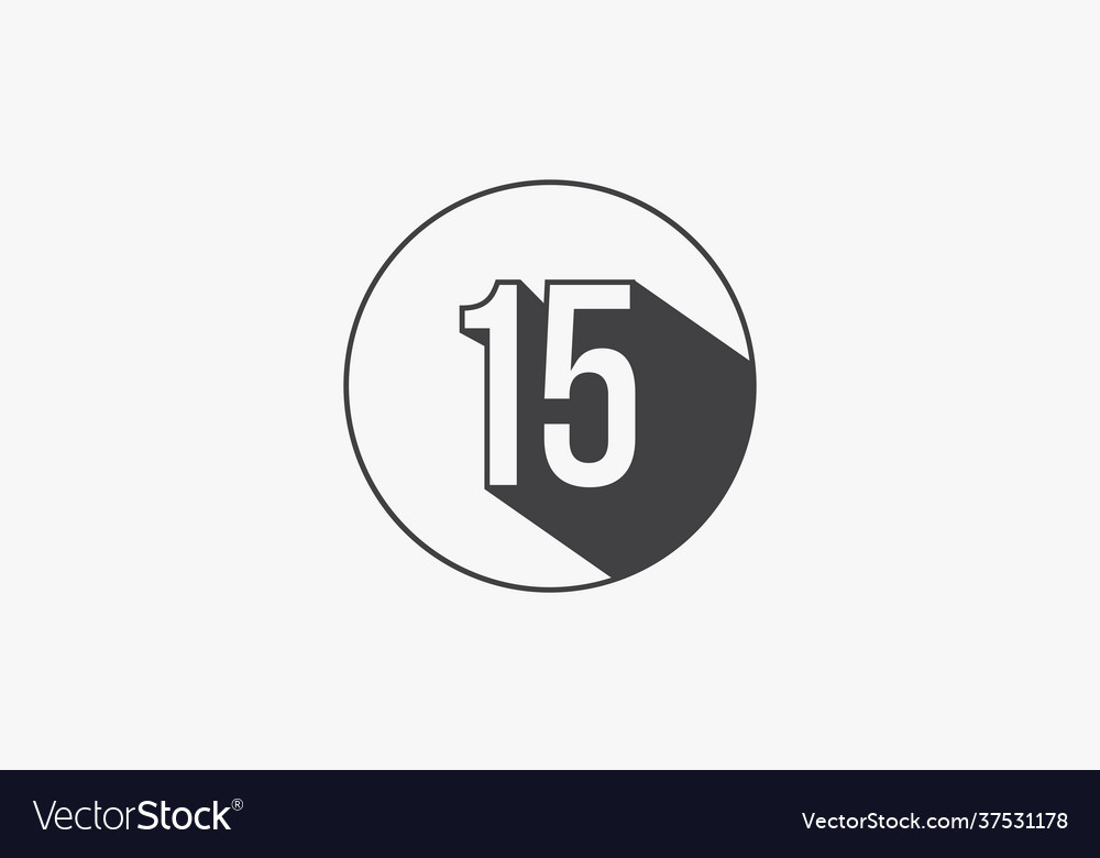 15 number circle line design flat Royalty Free Vector Image