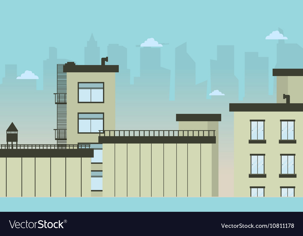 City flat landscape Royalty Free Vector Image - VectorStock