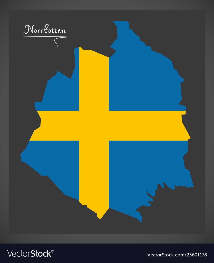 Norrbotten map of sweden with swedish national Vector Image