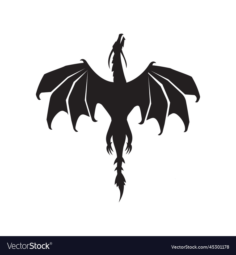 Silhouette of flying dragon Royalty Free Vector Image