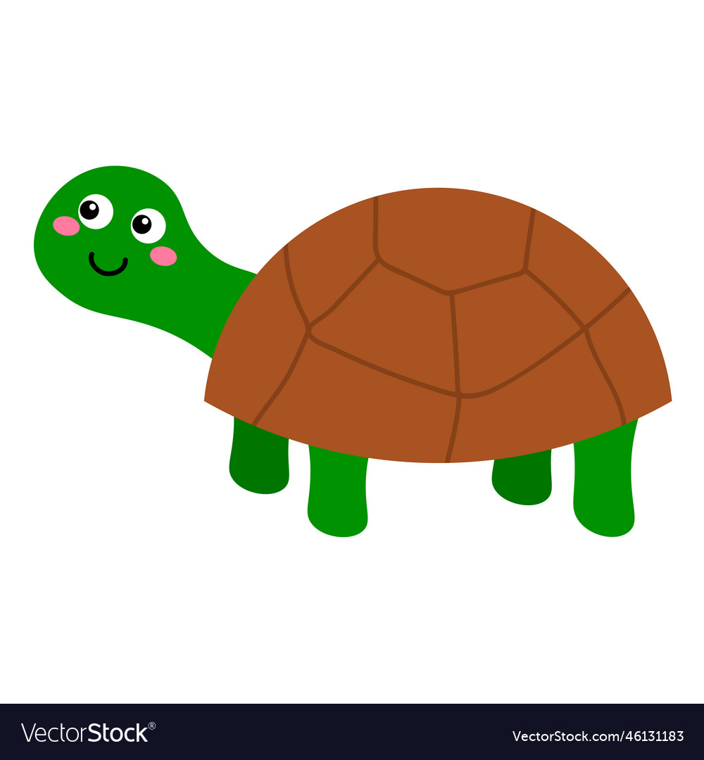 Cute cartoon turtle in childlike flat style Vector Image